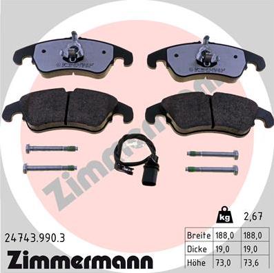 Zimmermann 24743.990.3 - Brake Pad Set, disc brake parts5.com