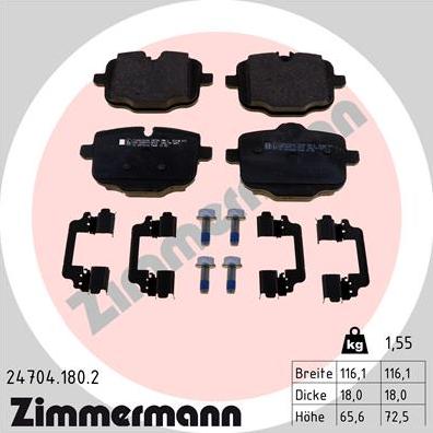 Zimmermann 24704.180.2 - Brake Pad Set, disc brake parts5.com