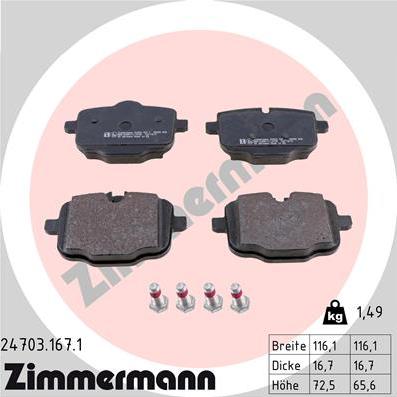 Zimmermann 24703.167.1 - Brake Pad Set, disc brake parts5.com