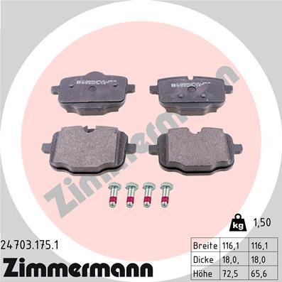 Zimmermann 24703.175.1 - Brake Pad Set, disc brake parts5.com