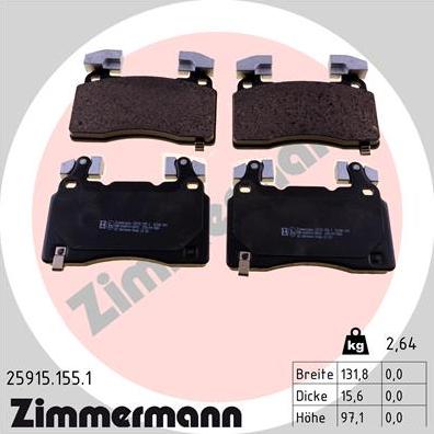 Zimmermann 25915.155.1 - Brake Pad Set, disc brake www.parts5.com