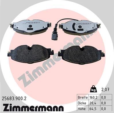 Zimmermann 25683.900.2 - Тормозные колодки, дисковые, комплект www.parts5.com