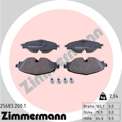 Zimmermann 25683.200.1 - Sada brzdových platničiek kotúčovej brzdy www.parts5.com