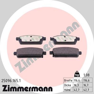 Zimmermann 25096.165.1 - Set placute frana,frana disc parts5.com