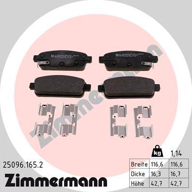 Zimmermann 25096.165.2 - Brake Pad Set, disc brake parts5.com