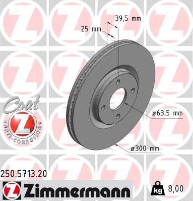 Zimmermann 250.5713.20 - Brake Disc www.parts5.com