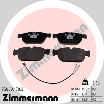 Zimmermann 25069.170.2 - Juego de pastillas de freno www.parts5.com