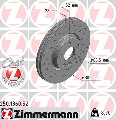 Zimmermann 250.1360.52 - Brake Disc www.parts5.com