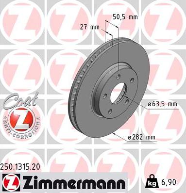 Zimmermann 250.1315.20 - Brake Disc parts5.com