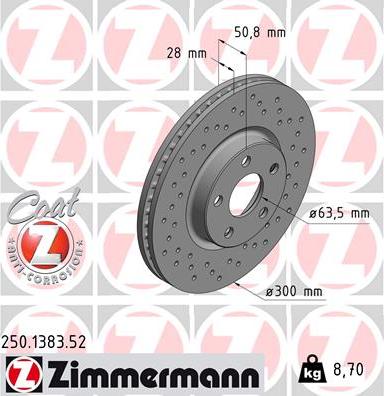 Zimmermann 250.1383.52 - Bremsscheibe www.parts5.com