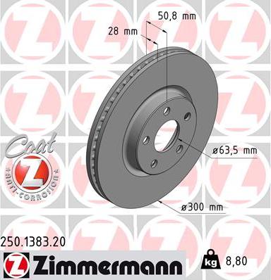 Zimmermann 250.1383.20 - Bremsscheibe www.parts5.com