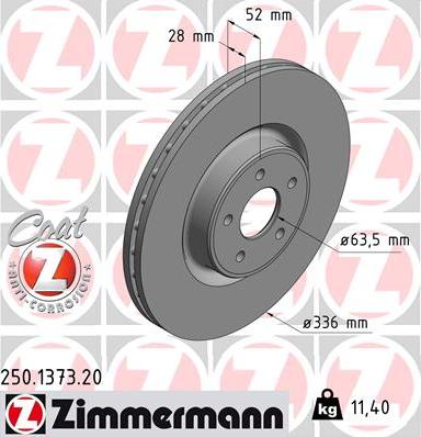 Zimmermann 250.1373.20 - Disco de freno www.parts5.com