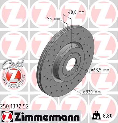 Zimmermann 250.1372.52 - Brake Disc www.parts5.com