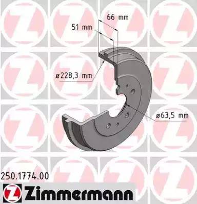 Zimmermann 250.1774.00 - Тормозной барабан www.parts5.com