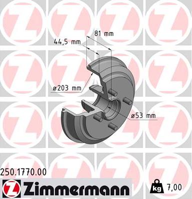 Zimmermann 250.1770.00 - Tambor de freno www.parts5.com