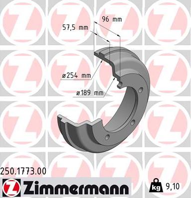 Zimmermann 250.1773.00 - Brake Drum www.parts5.com