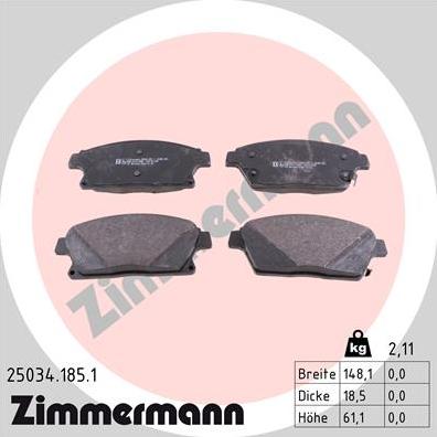 Zimmermann 25034.185.1 - Set placute frana,frana disc www.parts5.com