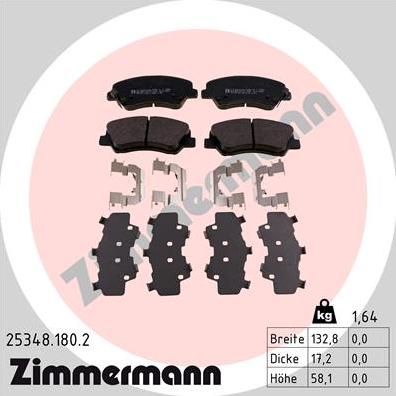 Zimmermann 25348.180.2 - Σετ τακάκια, δισκόφρενα www.parts5.com