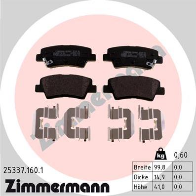 Zimmermann 25337.160.1 - Brake Pad Set, disc brake www.parts5.com