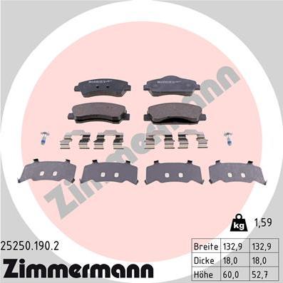 Zimmermann 25250.190.2 - Brake Pad Set, disc brake www.parts5.com