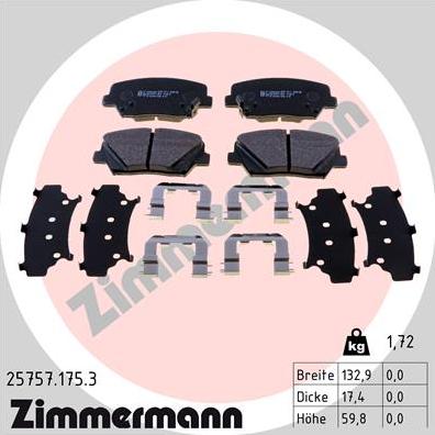 Zimmermann 25757.175.3 - Brake Pad Set, disc brake www.parts5.com