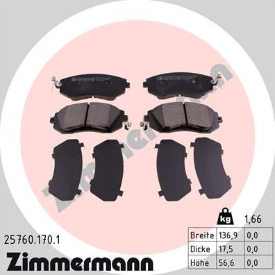 Zimmermann 25760.170.1 - Set placute frana,frana disc www.parts5.com