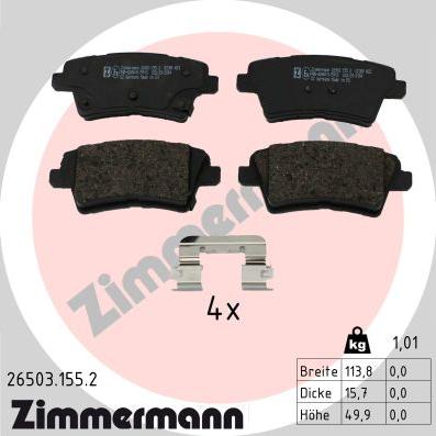 Zimmermann 26503.155.2 - Brake Pad Set, disc brake www.parts5.com