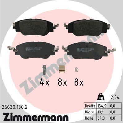 Zimmermann 26620.180.2 - Komplet pločica, disk-kočnica www.parts5.com