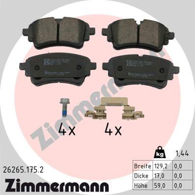 Zimmermann 26265.175.2 - Juego de pastillas de freno www.parts5.com