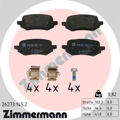 Zimmermann 26273.145.2 - Brake Pad Set, disc brake www.parts5.com