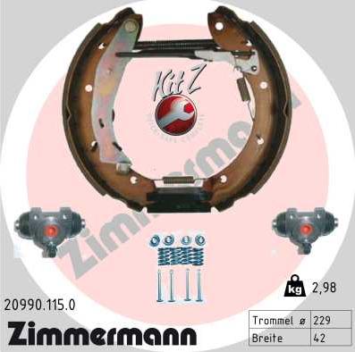 Zimmermann 20990.115.0 - Комплект тормозных колодок, барабанные www.parts5.com
