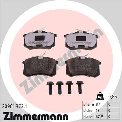 Zimmermann 20961.972.1 - Juego de pastillas de freno www.parts5.com