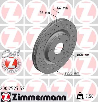 Zimmermann 200.2527.52 - Тормозной диск www.parts5.com