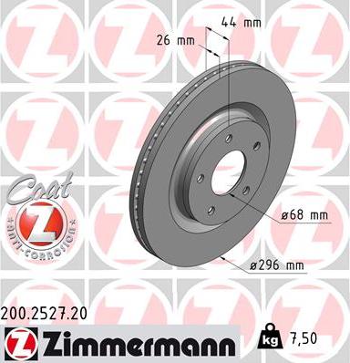 Zimmermann 200.2527.20 - Тормозной диск www.parts5.com