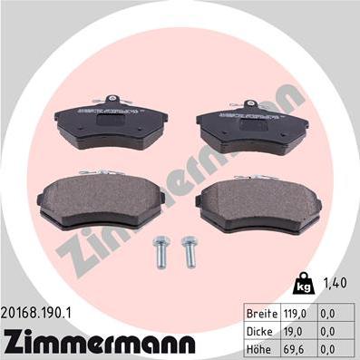 Zimmermann 20168.190.1 - Set placute frana,frana disc www.parts5.com