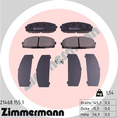 Zimmermann 21468.155.1 - Σετ τακάκια, δισκόφρενα www.parts5.com