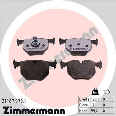 Zimmermann 21487.970.1 - Тормозные колодки, дисковые, комплект www.parts5.com