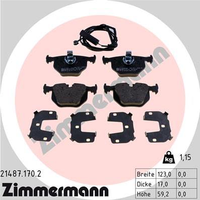 Zimmermann 21487.170.2 - Тормозные колодки, дисковые, комплект www.parts5.com