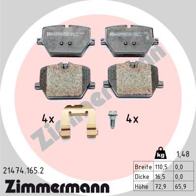 Zimmermann 21474.165.2 - Brake Pad Set, disc brake www.parts5.com