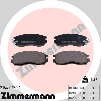 Zimmermann 21647.150.1 - Zestaw klocków hamulcowych, hamulce tarczowe www.parts5.com