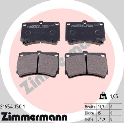 Zimmermann 21654.150.1 - Brake Pad Set, disc brake www.parts5.com