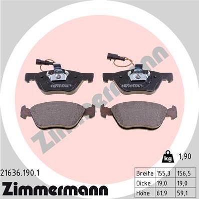 Zimmermann 21636.190.1 - Set placute frana,frana disc www.parts5.com