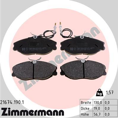 Zimmermann 21674.190.1 - Kit de plaquettes de frein, frein à disque www.parts5.com