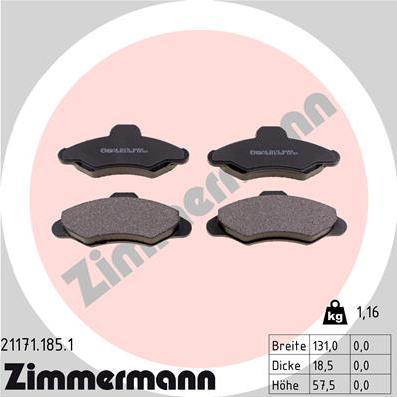 Zimmermann 21171.185.1 - Set placute frana,frana disc www.parts5.com