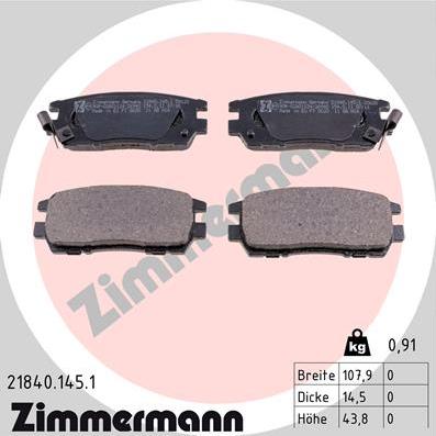 Zimmermann 21840.145.1 - Brake Pad Set, disc brake parts5.com