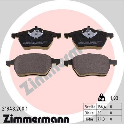 Zimmermann 21848.200.1 - Juego de pastillas de freno www.parts5.com