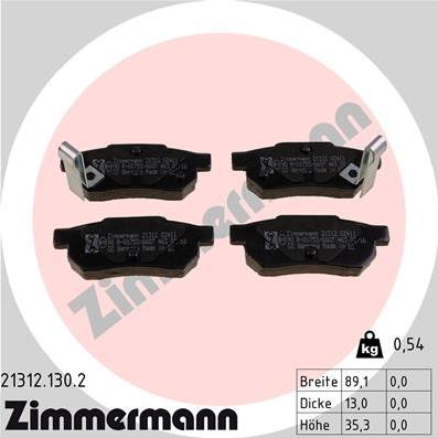 Zimmermann 21312.130.2 - Тормозные колодки, дисковые, комплект www.parts5.com