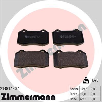 Zimmermann 21381.150.1 - Set placute frana,frana disc www.parts5.com