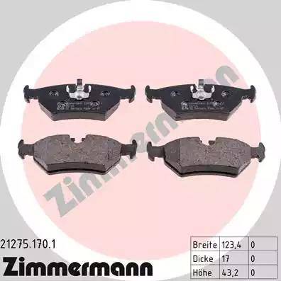 Zimmermann 21275.170.1 - Brake Pad Set, disc brake parts5.com