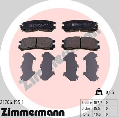 Zimmermann 21706.155.1 - Set placute frana,frana disc www.parts5.com